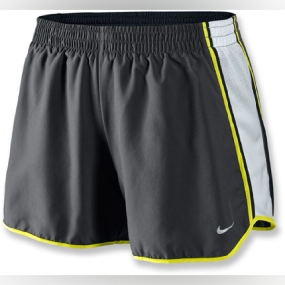 Nike Dri-FIT Tempo Running Shorts Gray White Neon Trim Women’s Size M - Picture 1 of 8